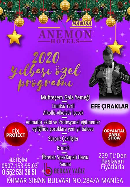 Manisa Anemon Otel Yılbaşı Programı 2020