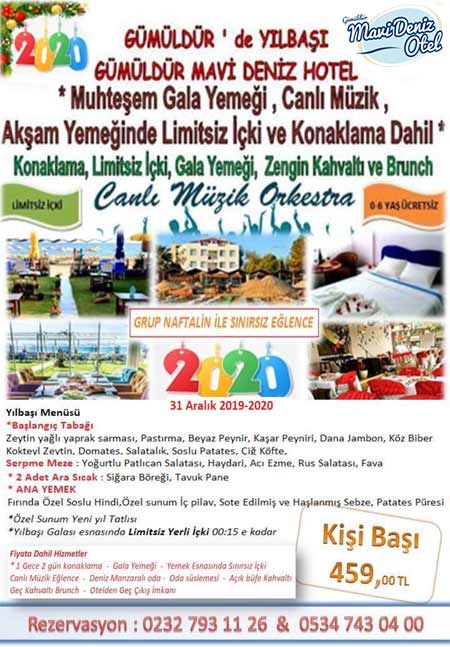 Gümüldür Mavi Deniz Otel Yılbaşı 2020