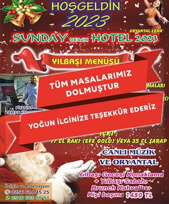 Sunday Beach Hotel Kuşadası Yılbaşı 2023