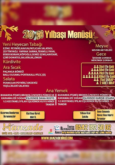 Birgi Hanzade Butik Otel Yılbaşı 2023