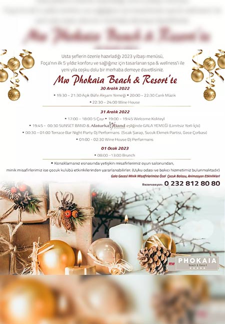 MW Phokaia Beach Resort Yılbaşı Programı 2023