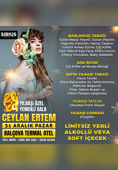 Balçova Termal Otel Yılbaşı Menüsü 2024