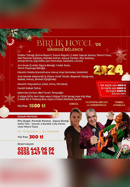 İzmir Birlik Otel Yılbaşı Programı 2024